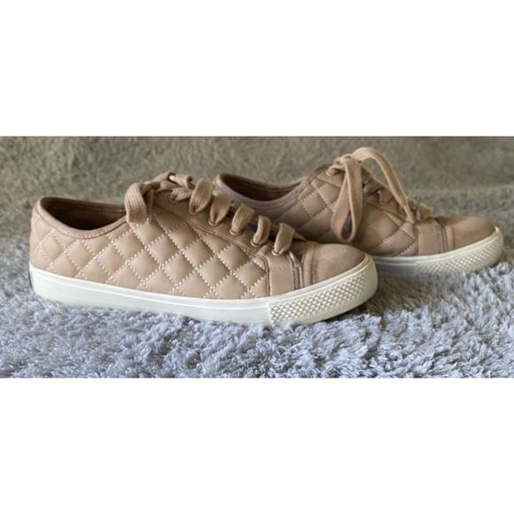TORY BURCH “Marion” Quilted Leather Logo Ribbon Laced Sneaker Sachet Pink Sz 7.5 - Picture 2 of 11